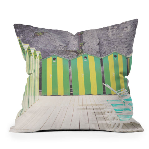 Dagmar Pels Striped Beach Huts Sorrento Throw Pillow