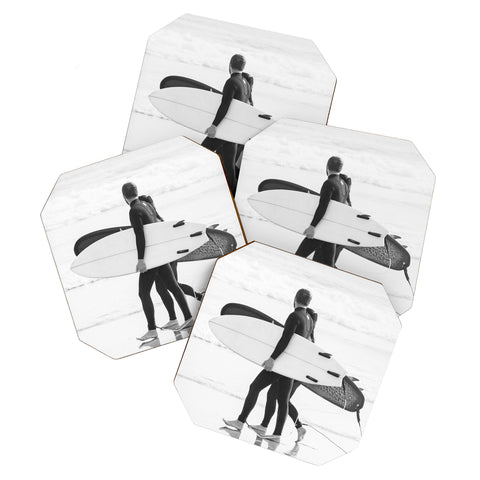 Dagmar Pels Surfer Couple Cool BW Surf Coaster Set