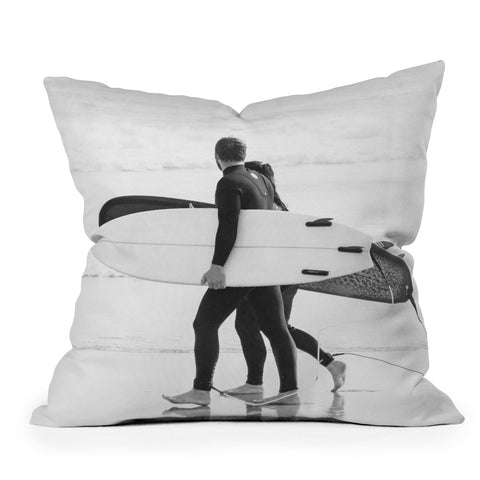 Dagmar Pels Surfer Couple Cool BW Surf Throw Pillow