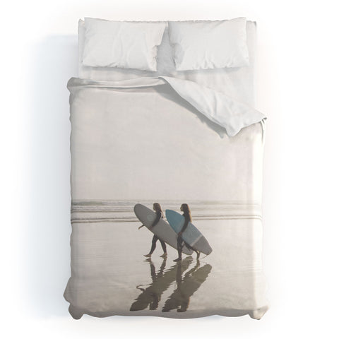Dagmar Pels Surfer girls Minimalist beach Duvet Cover