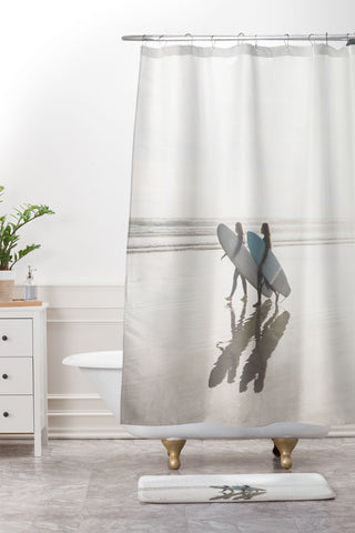 Dagmar Pels Surfer girls Minimalist beach Shower Curtain And Mat