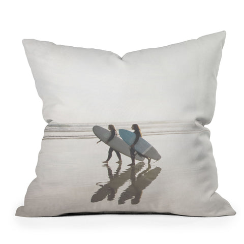 Dagmar Pels Surfer girls Minimalist beach Outdoor Throw Pillow