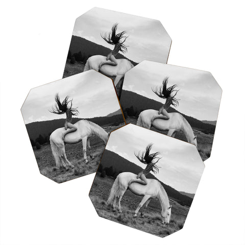 Dagmar Pels Wild Horse Girl Black Coaster Set