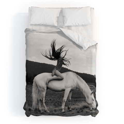 Dagmar Pels Wild Horse Girl Black Duvet Cover