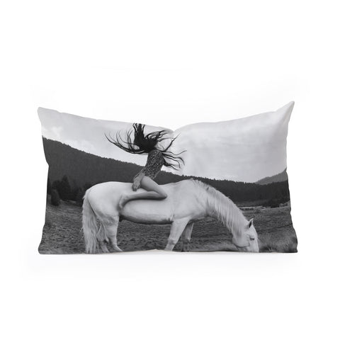 Dagmar Pels Wild Horse Girl Black Oblong Throw Pillow