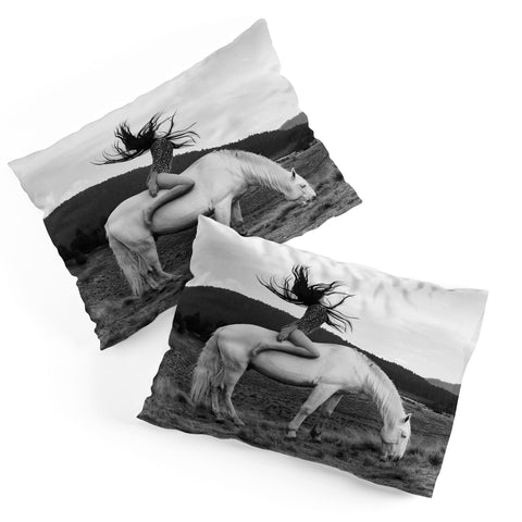 Dagmar Pels Wild Horse Girl Black Pillow Shams