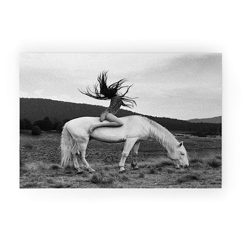 Dagmar Pels Wild Horse Girl Black Welcome Mat