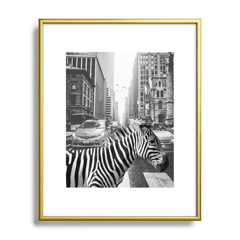 Dagmar Pels Zebra in New York City Metal Framed Art Print