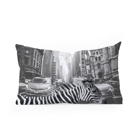 Dagmar Pels Zebra in New York City Oblong Throw Pillow