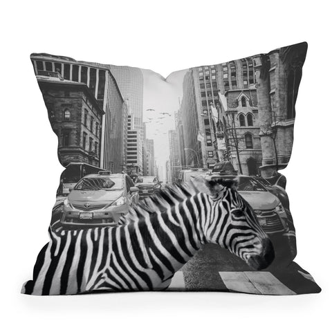 Dagmar Pels Zebra in New York City Outdoor Throw Pillow