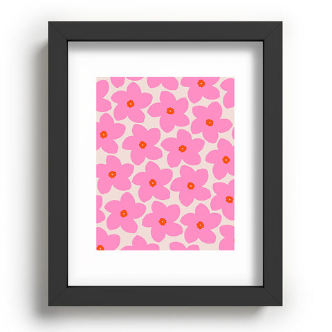 Daily Regina Designs Abstract Retro Flower Pink Recessed Framing Rectangle