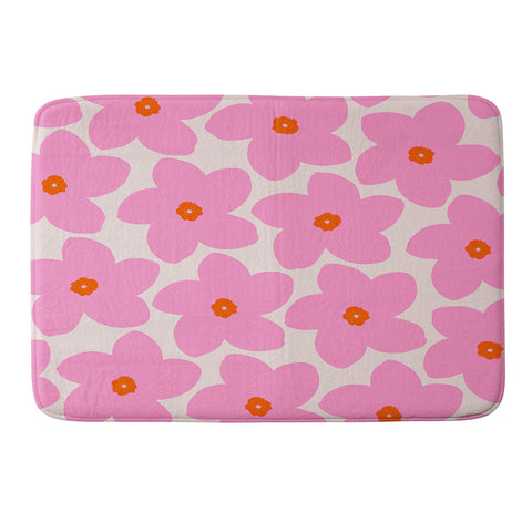 Daily Regina Designs Abstract Retro Flower Pink Memory Foam Bath Mat