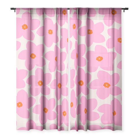 Daily Regina Designs Abstract Retro Flower Pink Sheer Non Repeat