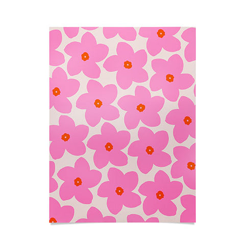 Daily Regina Designs Abstract Retro Flower Pink Poster
