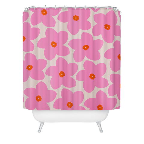 Daily Regina Designs Abstract Retro Flower Pink Shower Curtain