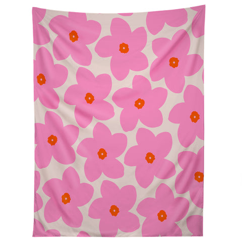 Daily Regina Designs Abstract Retro Flower Pink Tapestry