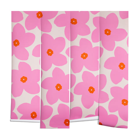 Daily Regina Designs Abstract Retro Flower Pink Wall Mural