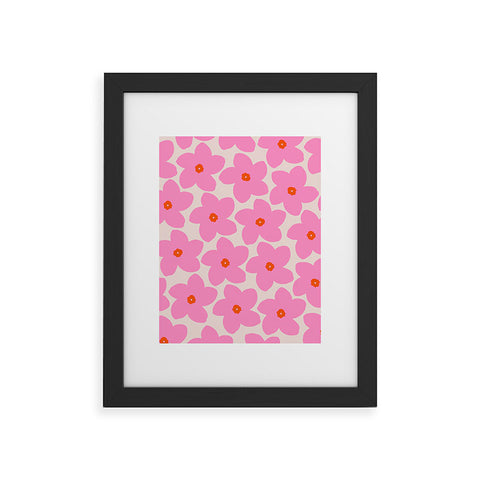 Daily Regina Designs Abstract Retro Flower Pink Framed Art Print
