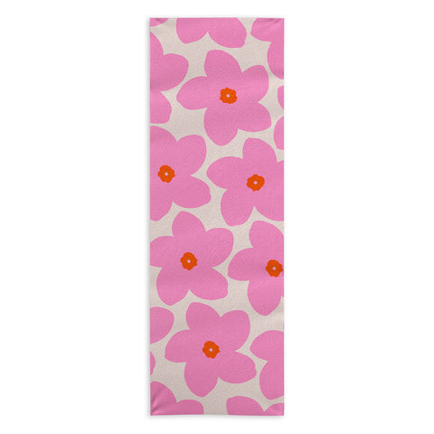 Daily Regina Designs Abstract Retro Flower Pink Yoga Towel
