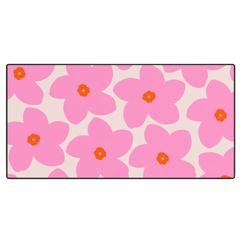 Daily Regina Designs Abstract Retro Flower Pink Desk Mat