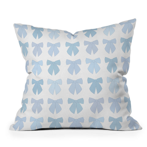 Daily Regina Designs Blue Bows Preppy Coquette Throw Pillow