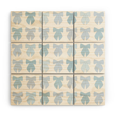 Daily Regina Designs Blue Bows Preppy Coquette Wood Wall Mural