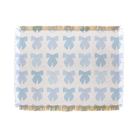 Daily Regina Designs Blue Bows Preppy Coquette Throw Blanket