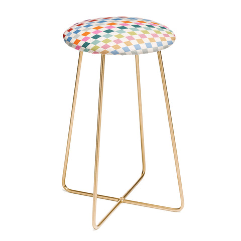 Daily Regina Designs Checkered Retro Colorful Counter Stool