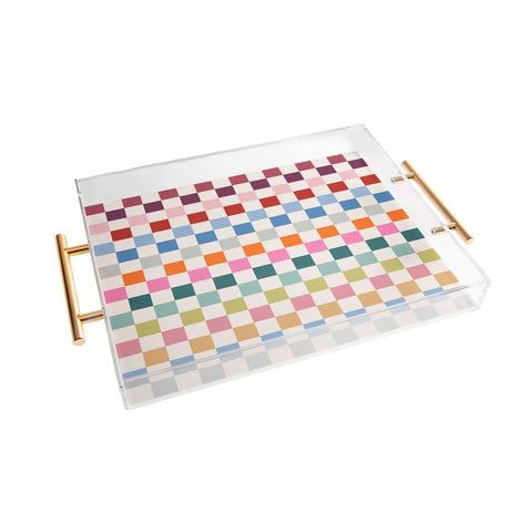 Daily Regina Designs Checkered Retro Colorful Acrylic Tray