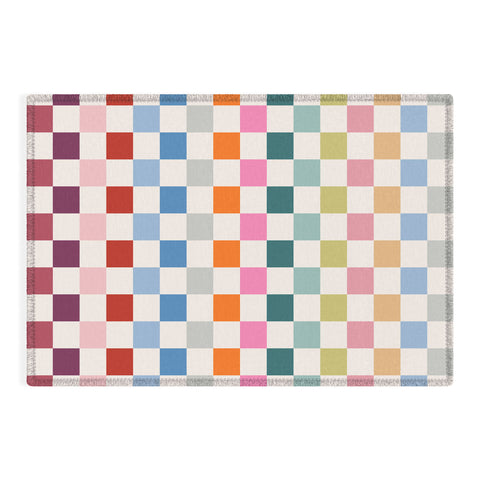 Daily Regina Designs Checkered Retro Colorful Outdoor Rug
