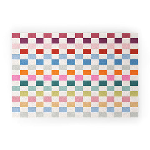 Daily Regina Designs Checkered Retro Colorful Welcome Mat