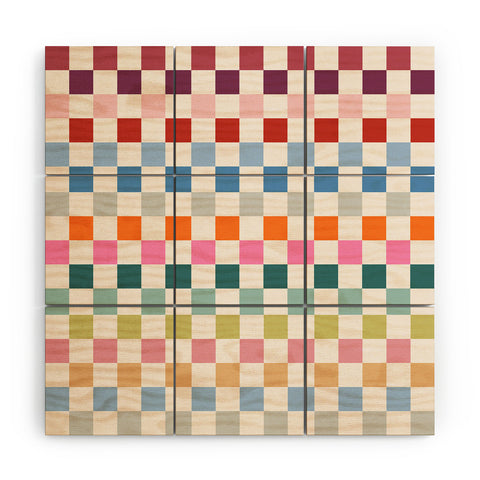 Daily Regina Designs Checkered Retro Colorful Wood Wall Mural