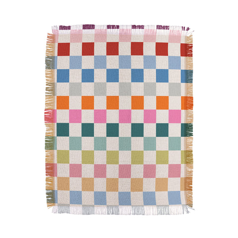 Daily Regina Designs Checkered Retro Colorful Throw Blanket