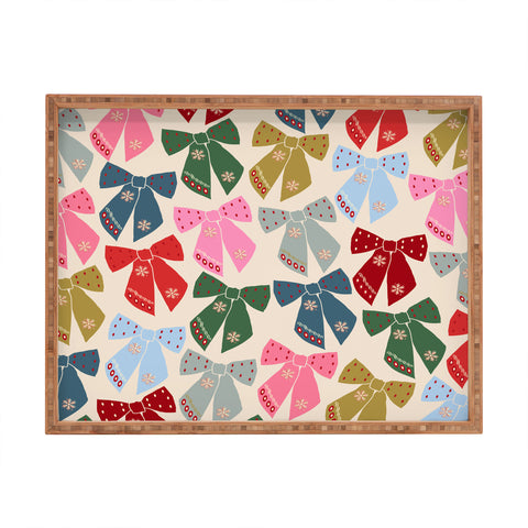 Daily Regina Designs Christmas Bows Coquette Rectangular Tray