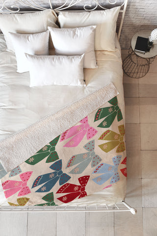 Daily Regina Designs Christmas Bows Coquette Fleece Throw Blanket