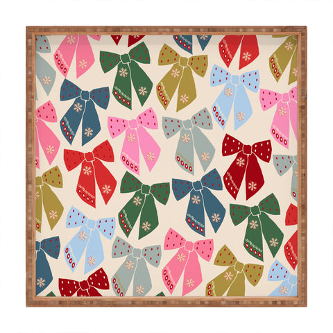 Daily Regina Designs Christmas Bows Coquette Square Tray