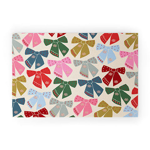 Daily Regina Designs Christmas Bows Coquette Welcome Mat