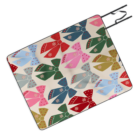 Daily Regina Designs Christmas Bows Coquette Picnic Blanket