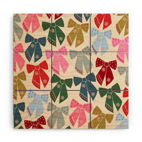 Daily Regina Designs Christmas Bows Coquette Wood Wall Mural