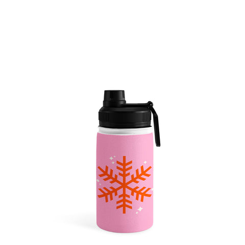 Daily Regina Designs Christmas Print Snowflake Pink Water Bottle