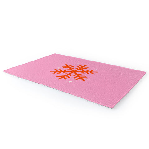 Daily Regina Designs Christmas Print Snowflake Pink Area Rug