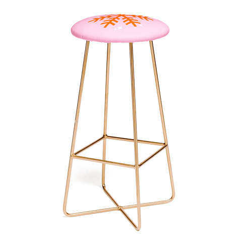 Daily Regina Designs Christmas Print Snowflake Pink Bar Stool