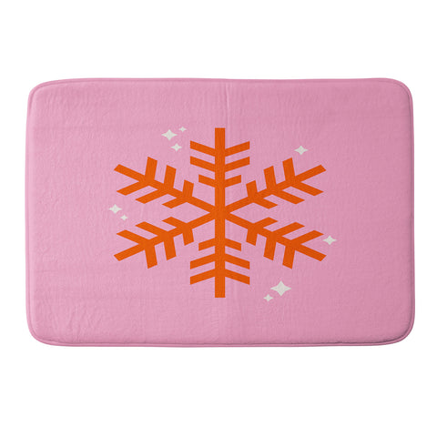 Daily Regina Designs Christmas Print Snowflake Pink Memory Foam Bath Mat