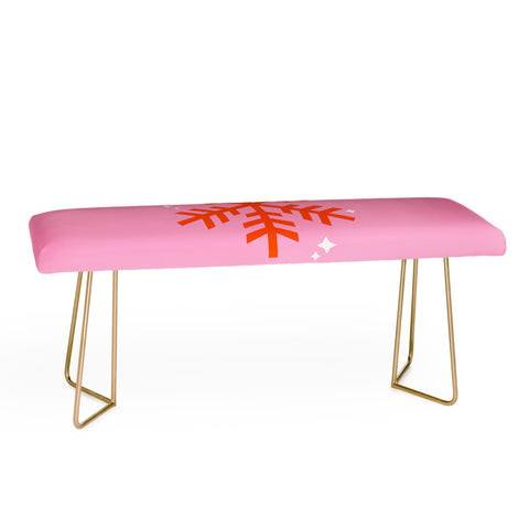 Daily Regina Designs Christmas Print Snowflake Pink Bench