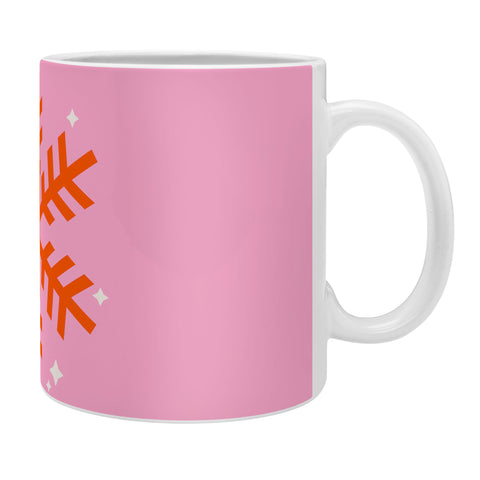 Daily Regina Designs Christmas Print Snowflake Pink Coffee Mug