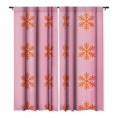 Daily Regina Designs Christmas Print Snowflake Pink Blackout Window Curtain