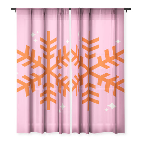 Daily Regina Designs Christmas Print Snowflake Pink Sheer Non Repeat