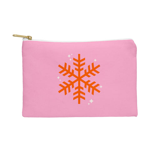 Daily Regina Designs Christmas Print Snowflake Pink Pouch
