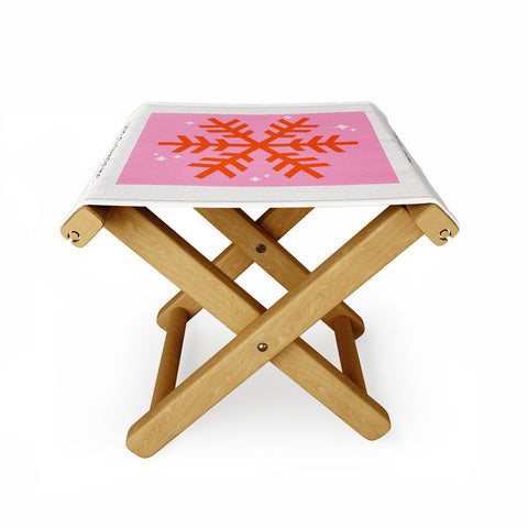 Daily Regina Designs Christmas Print Snowflake Pink Folding Stool