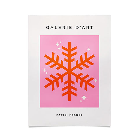 Daily Regina Designs Christmas Print Snowflake Pink Poster